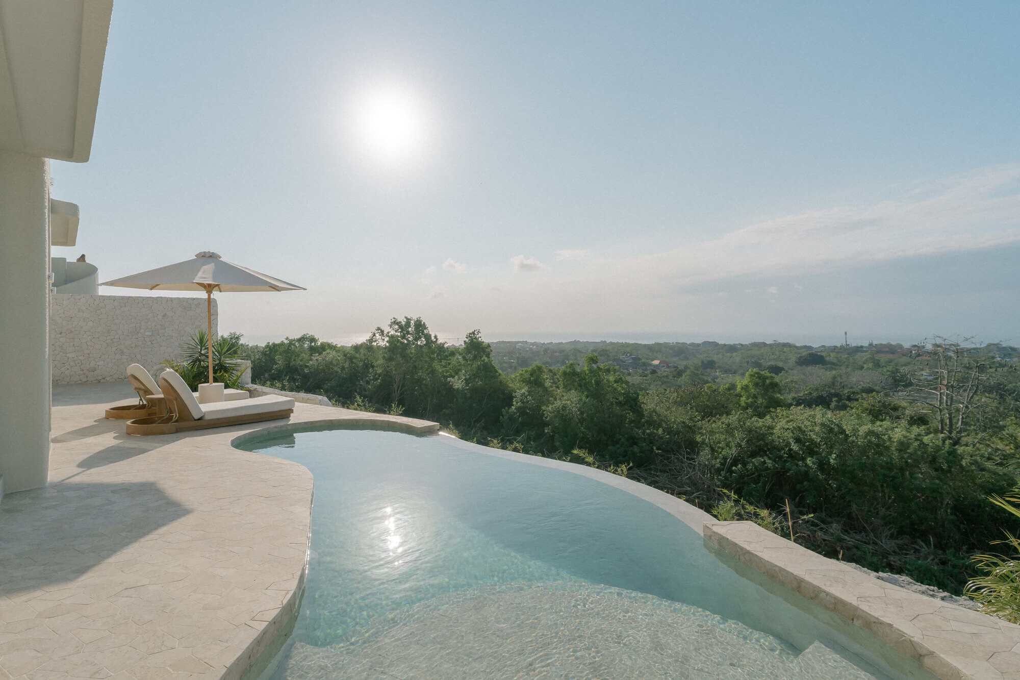 Luxury Bali residence with infinity pool overlooking tropical landscape